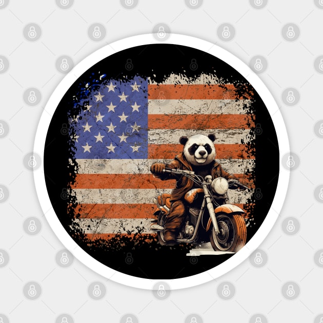 Biker Panda Magnet by FehuMarcinArt